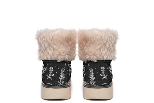 Nightshade Fold Over Winter Boots - Microsuede Vegan Boots with Fur Lining and Convertible Style