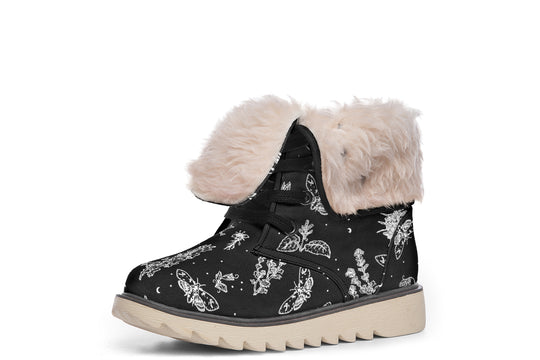 Nightshade Fold Over Winter Boots - Microsuede Vegan Boots with Fur Lining and Convertible Style