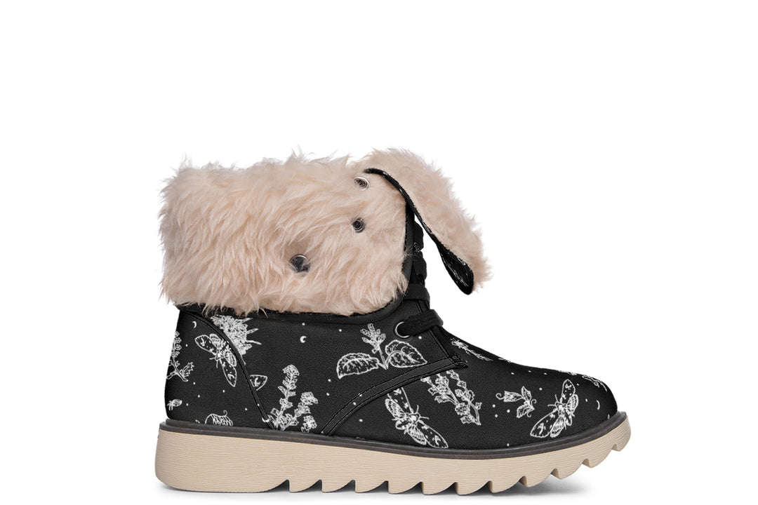 Nightshade Fold Over Winter Boots - Microsuede Vegan Boots with Fur Lining and Convertible Style