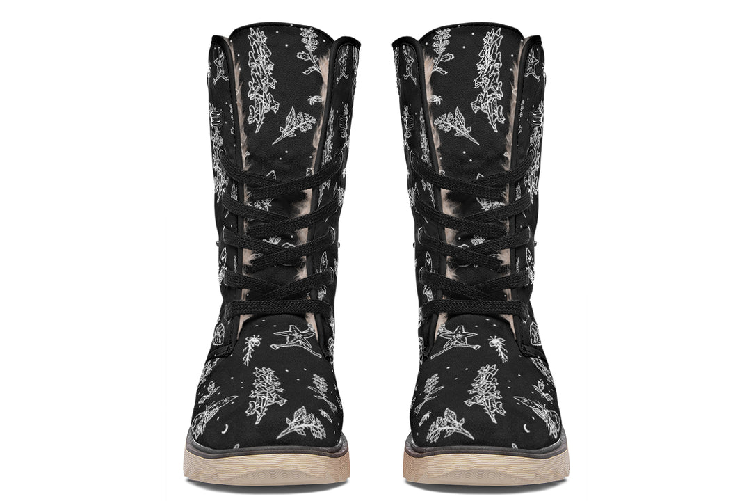 Nightshade Fold Over Winter Boots - Microsuede Vegan Boots with Fur Lining and Convertible Style