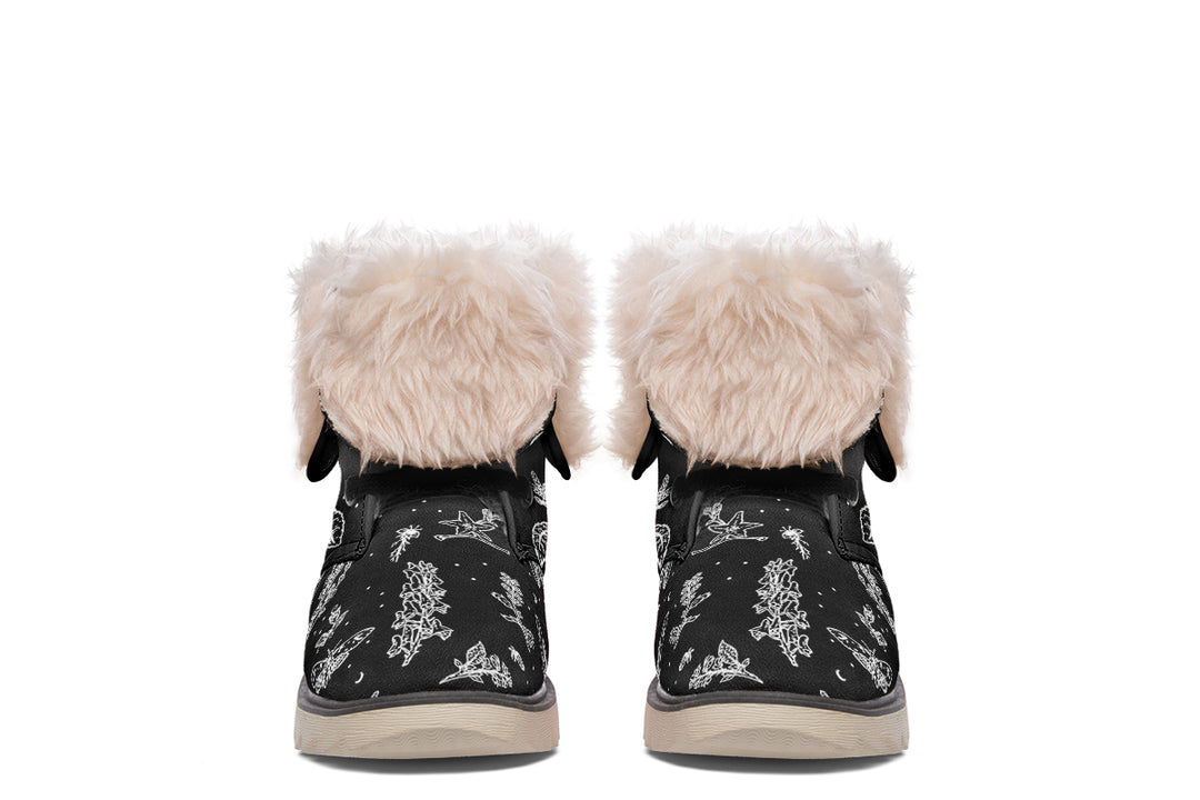 Nightshade Fold Over Winter Boots - Microsuede Vegan Boots with Fur Lining and Convertible Style