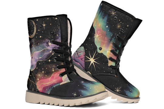 Northern Lights Fold Over Winter Boots - Microsuede Vegan Boots with Fur Lining and Convertible Style