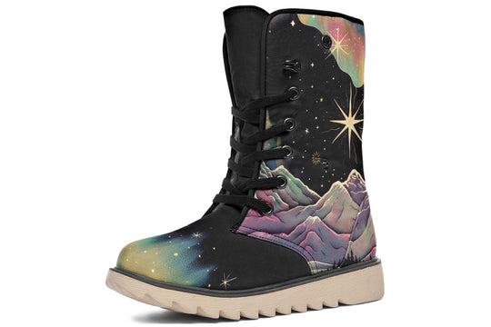 Northern Lights Fold Over Winter Boots - Microsuede Vegan Boots with Fur Lining and Convertible Style