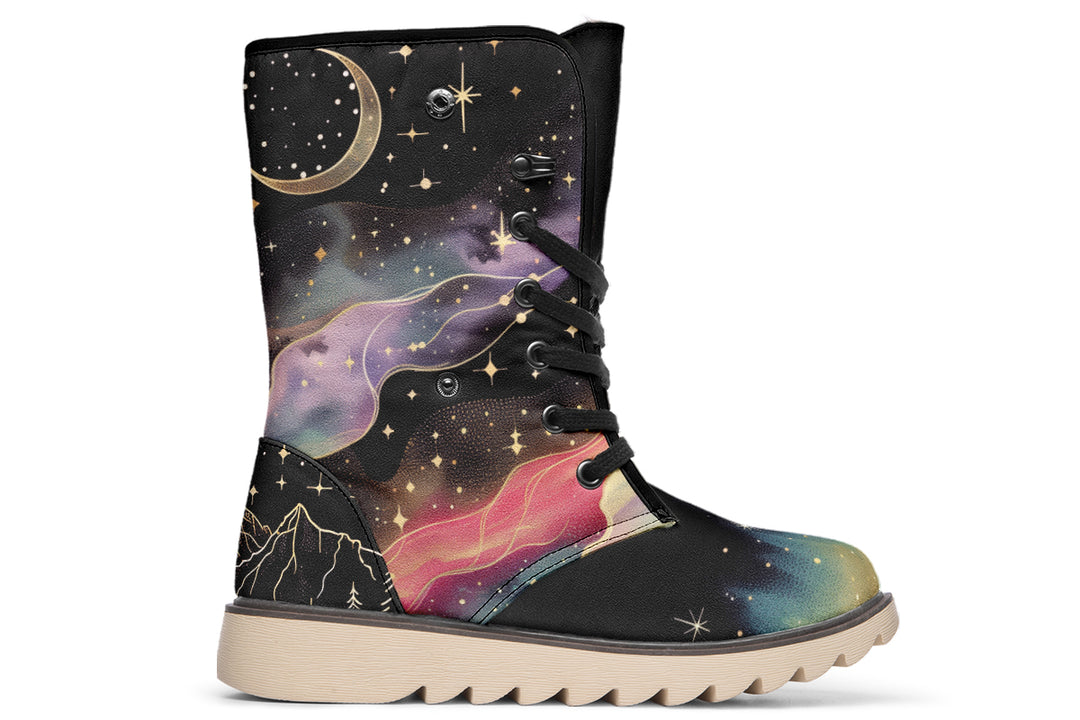 Northern Lights Fold Over Winter Boots - Microsuede Vegan Boots with Fur Lining and Convertible Style