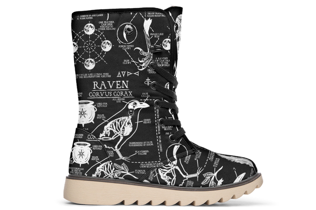 Raven Study Fold Over Winter Boots - Microsuede Vegan Boots with Fur Lining and Convertible Style