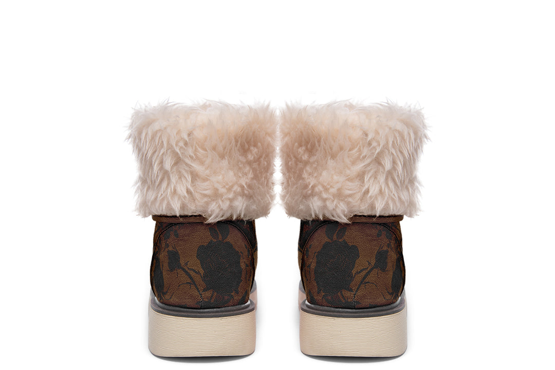 Sepia Rose Romance Fold Over Winter Boots