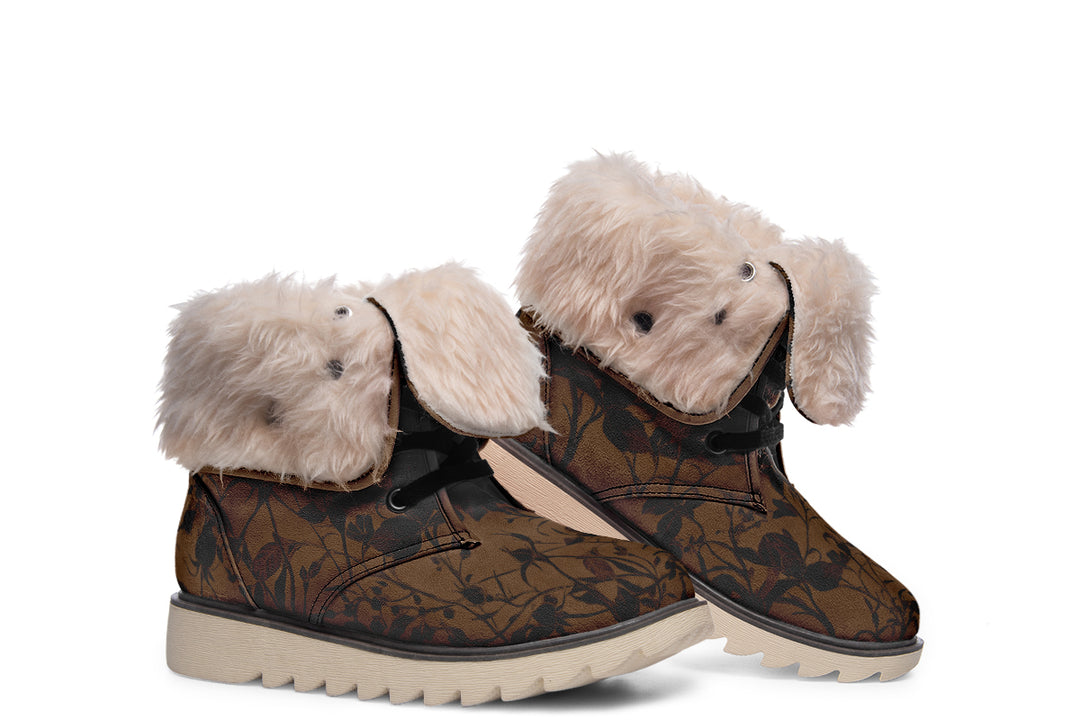 Sepia Rose Romance Fold Over Winter Boots