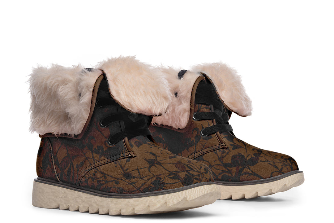 Sepia Rose Romance Fold Over Winter Boots