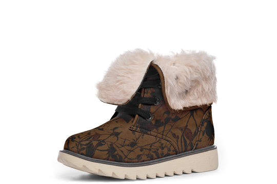 Sepia Rose Romance Fold Over Winter Boots