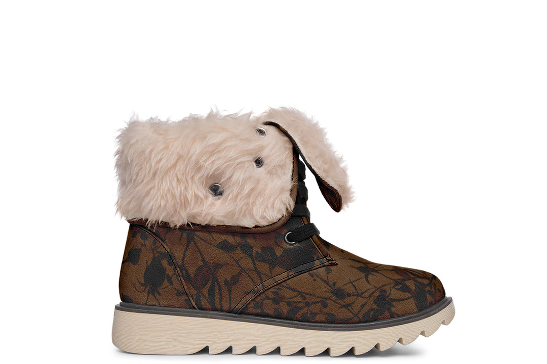 Sepia Rose Romance Fold Over Winter Boots