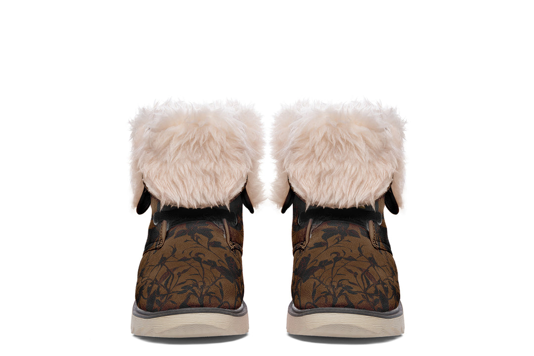 Sepia Rose Romance Fold Over Winter Boots