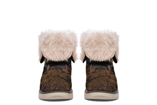 Sepia Rose Romance Fold Over Winter Boots