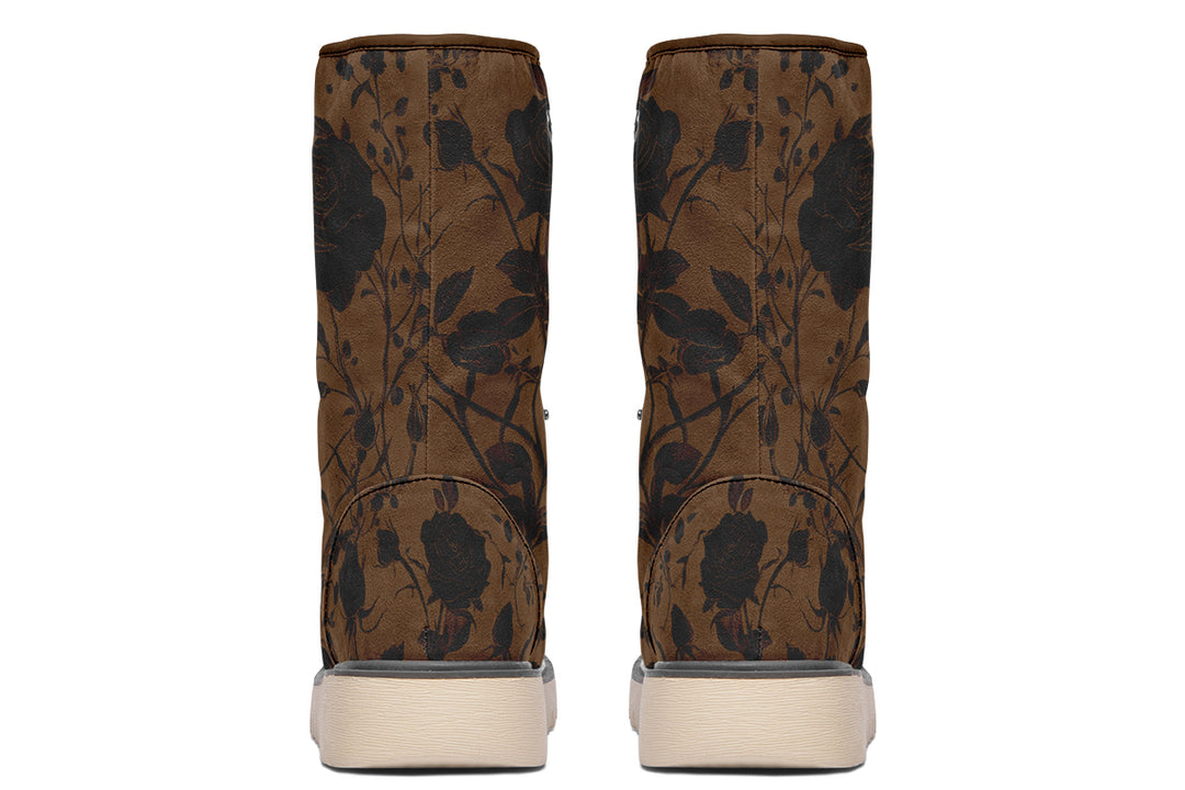 Sepia Rose Romance Fold Over Winter Boots