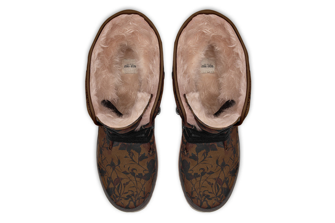 Sepia Rose Romance Fold Over Winter Boots