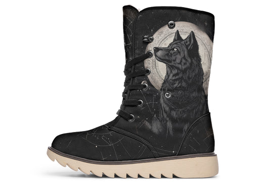 Starlit Wolf Fold Over Winter Boots