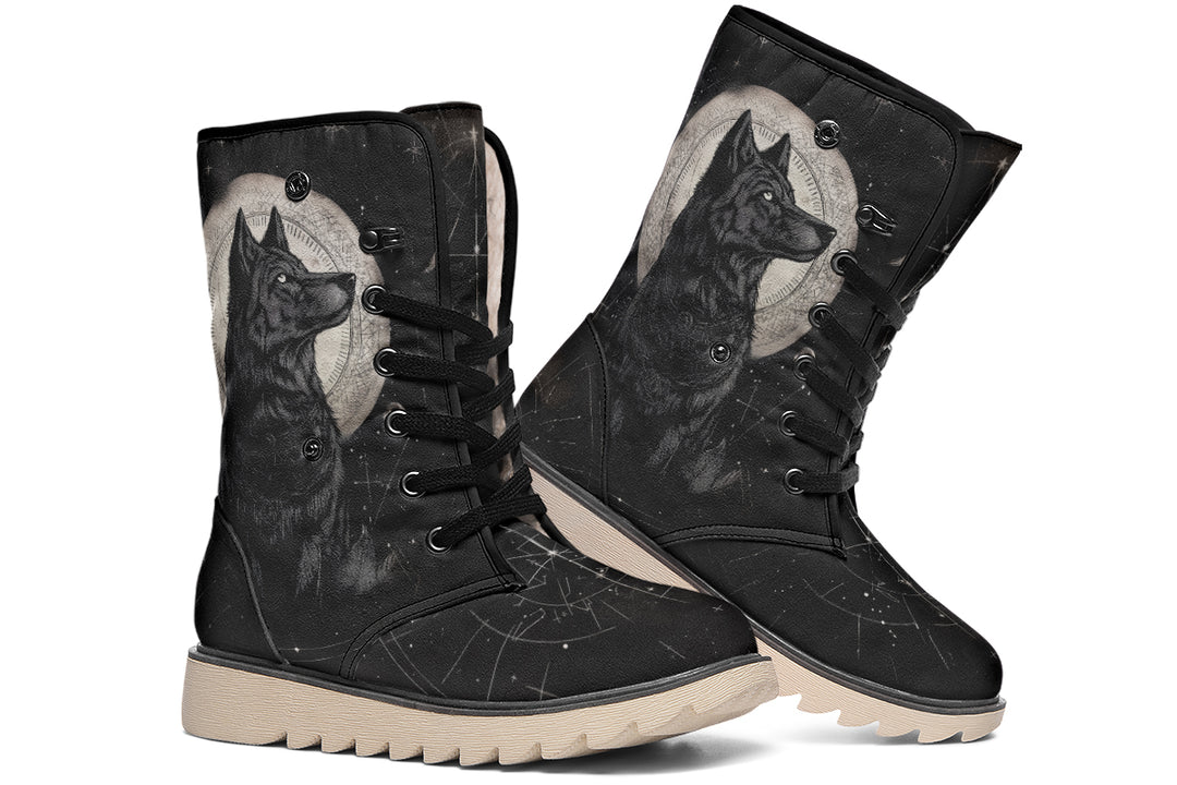 Starlit Wolf Fold Over Winter Boots