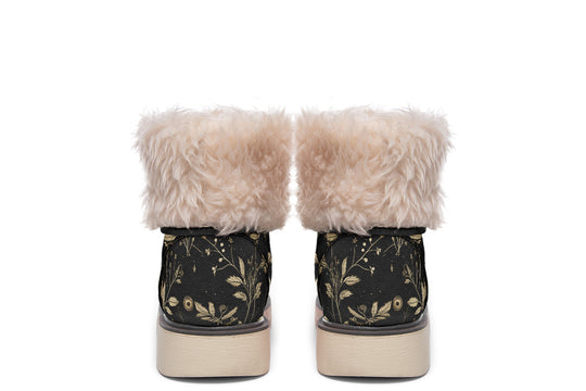 Twilight Garden Fold Over Winter Boots - Microsuede Vegan Boots with Fur Lining and Convertible Style