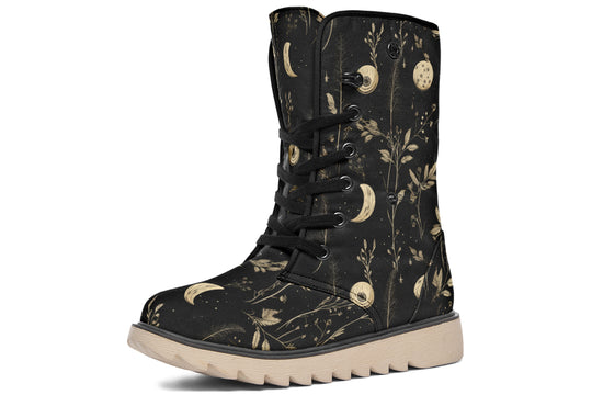 Twilight Garden Fold Over Winter Boots - Microsuede Vegan Boots with Fur Lining and Convertible Style