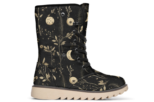 Twilight Garden Fold Over Winter Boots - Microsuede Vegan Boots with Fur Lining and Convertible Style