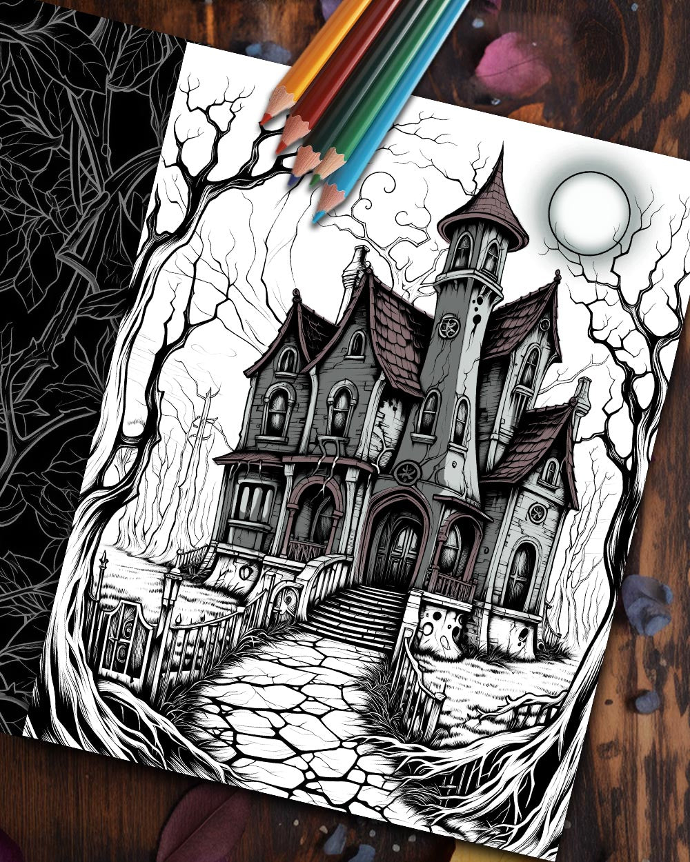 Haunted Nightmare: A Spooky Coloring Book for Adults