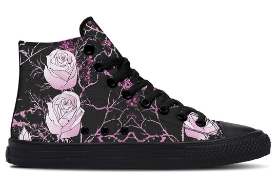 Amethyst Kintsugi Rose High Tops - Classic Premium Canvas Shoes with Comfortable and Durable Soles