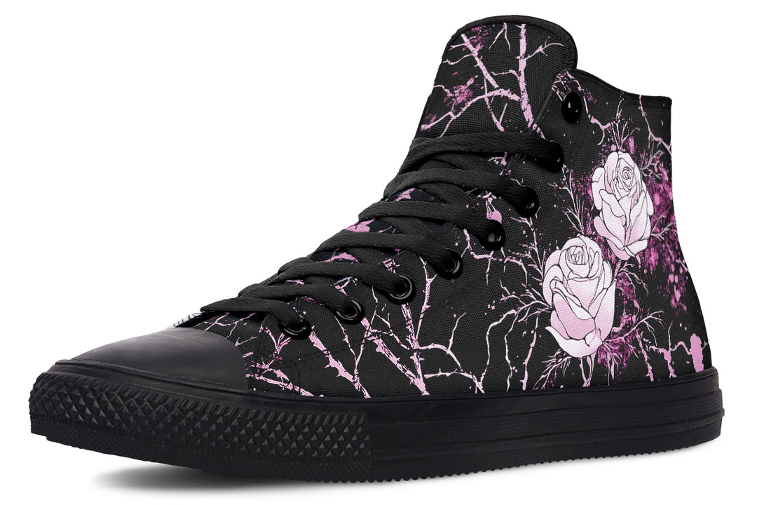 Amethyst Kintsugi Rose High Tops - Classic Premium Canvas Shoes with Comfortable and Durable Soles