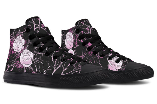 Amethyst Kintsugi Rose High Tops - Classic Premium Canvas Shoes with Comfortable and Durable Soles