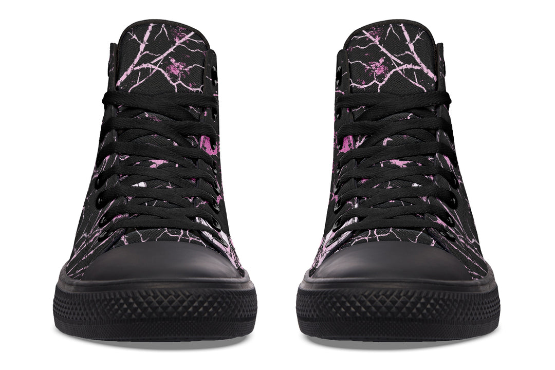 Amethyst Kintsugi Rose High Tops - Classic Premium Canvas Shoes with Comfortable and Durable Soles