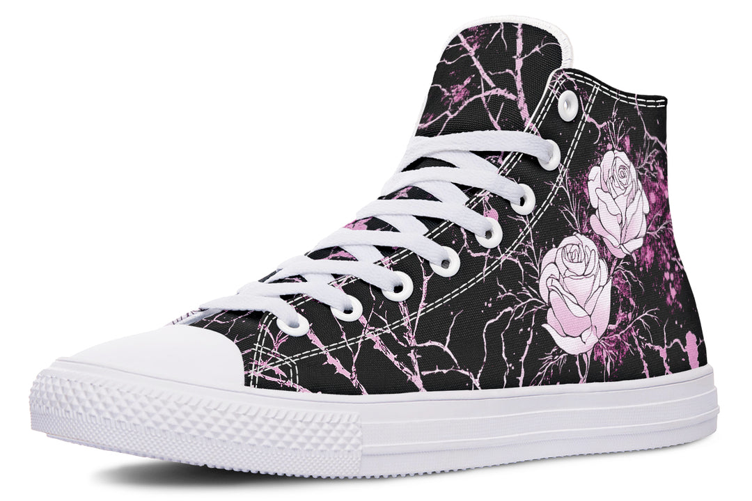 Amethyst Kintsugi Rose High Tops - Classic Premium Canvas Shoes with Comfortable and Durable Soles