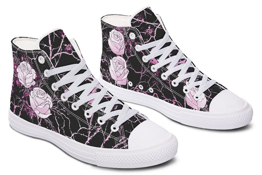 Amethyst Kintsugi Rose High Tops - Classic Premium Canvas Shoes with Comfortable and Durable Soles