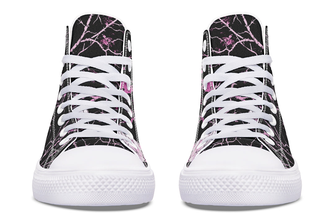 Amethyst Kintsugi Rose High Tops - Classic Premium Canvas Shoes with Comfortable and Durable Soles