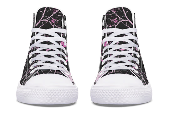 Amethyst Kintsugi Rose High Tops - Classic Premium Canvas Shoes with Comfortable and Durable Soles