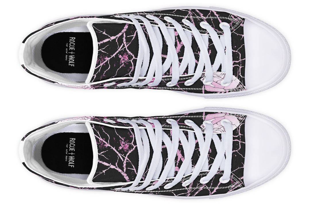 Amethyst Kintsugi Rose High Tops - Classic Premium Canvas Shoes with Comfortable and Durable Soles