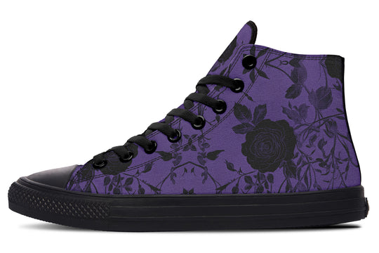 Amethyst Rose Romance High Tops - Classic Premium Canvas Shoes with Comfortable and Durable Soles