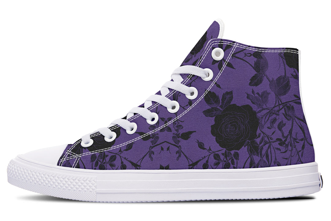 Amethyst Rose Romance High Tops - Classic Premium Canvas Shoes with Comfortable and Durable Soles