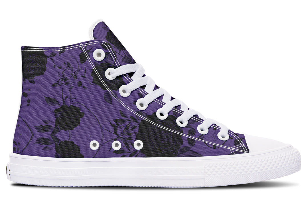 Amethyst Rose Romance High Tops - Classic Premium Canvas Shoes with Comfortable and Durable Soles