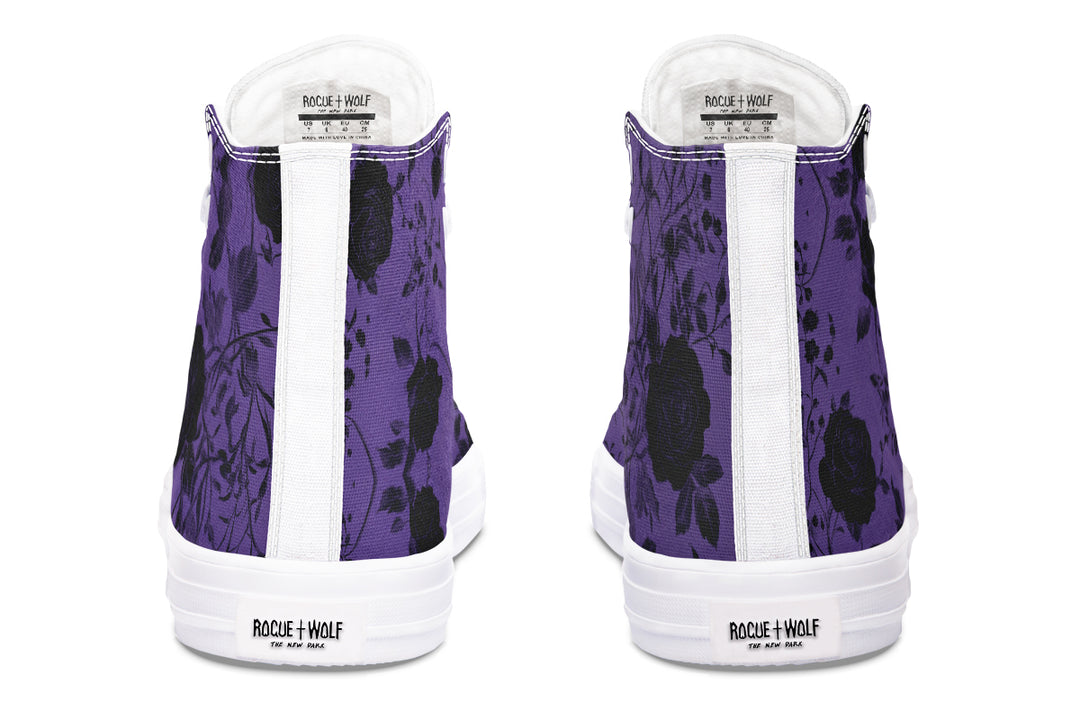 Amethyst Rose Romance High Tops - Classic Premium Canvas Shoes with Comfortable and Durable Soles