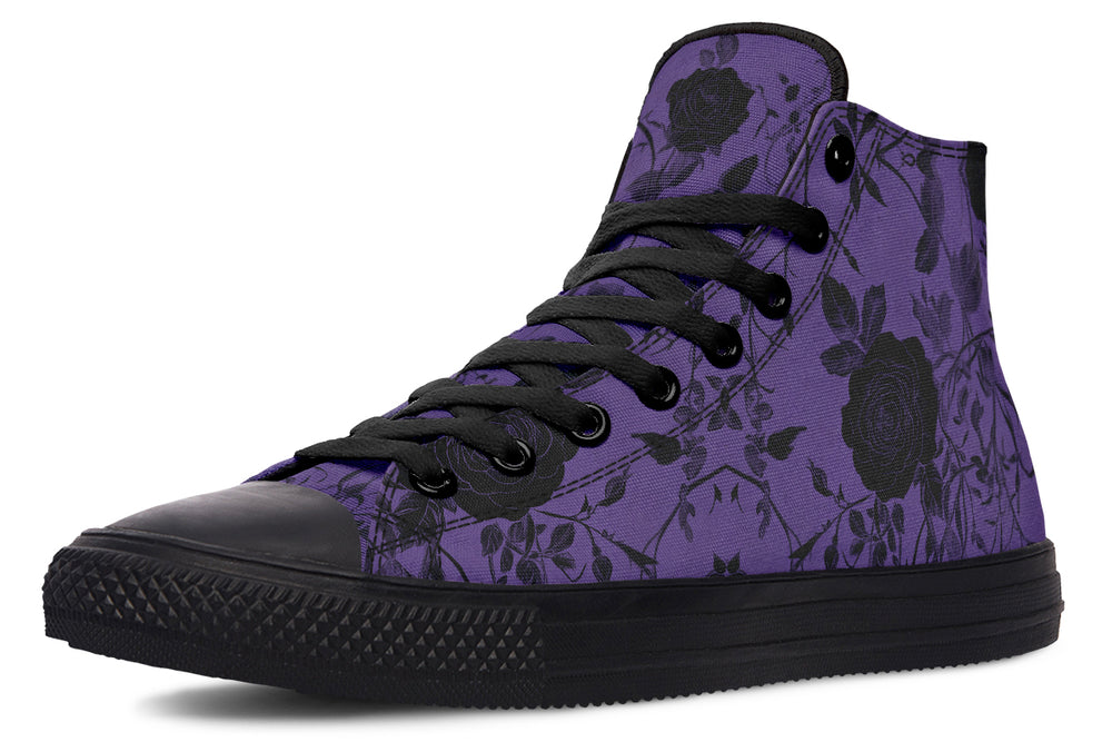 Amethyst Rose Romance High Tops - Classic Premium Canvas Shoes with Comfortable and Durable Soles