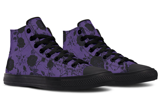 Amethyst Rose Romance High Tops - Classic Premium Canvas Shoes with Comfortable and Durable Soles