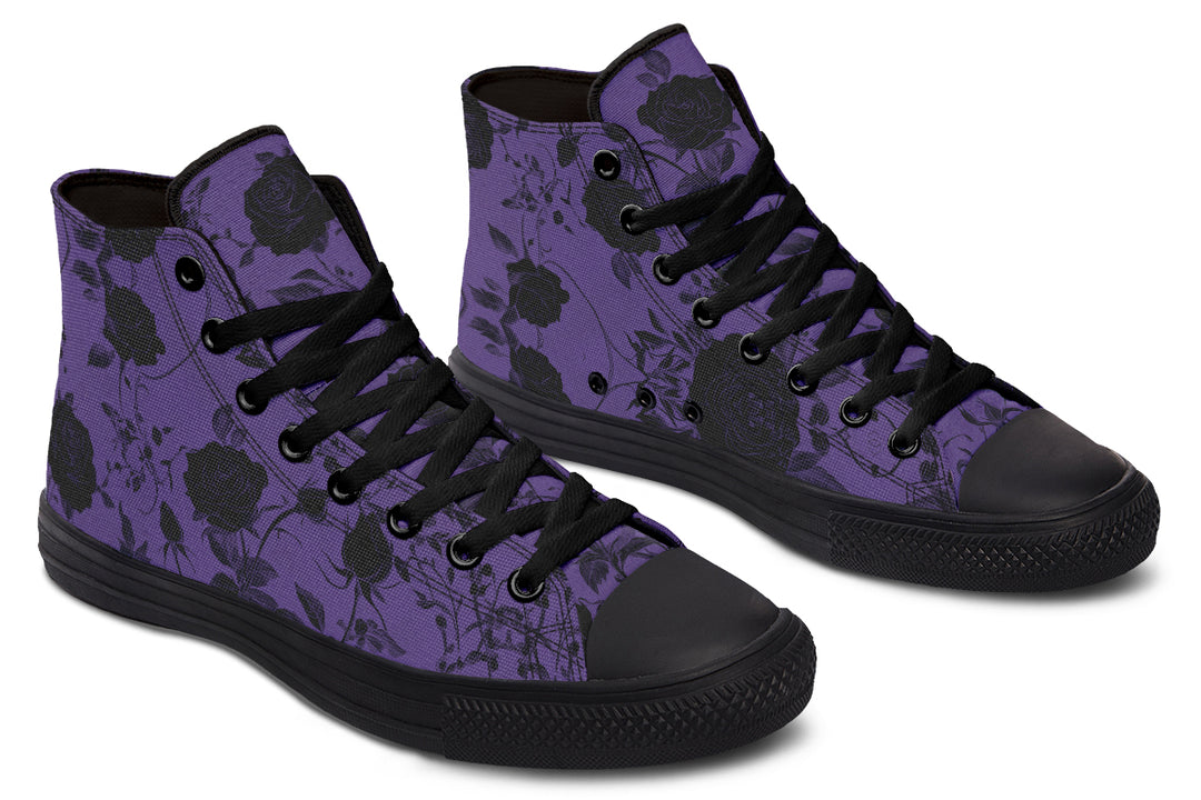 Amethyst Rose Romance High Tops - Classic Premium Canvas Shoes with Comfortable and Durable Soles