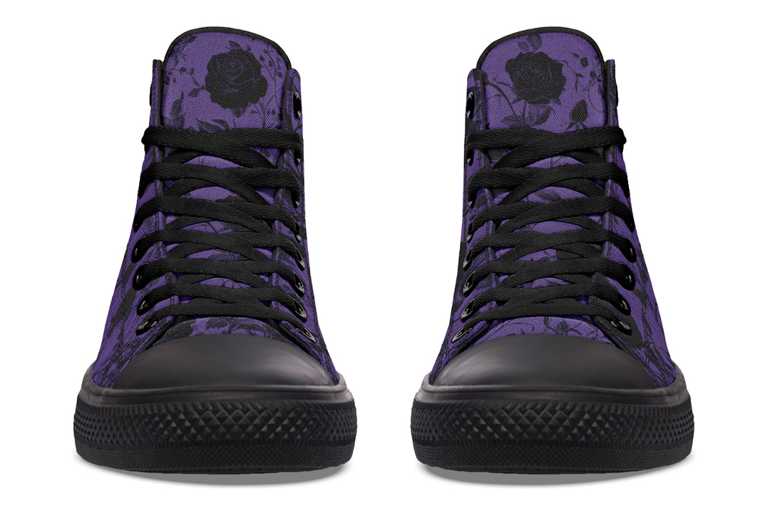 Amethyst Rose Romance High Tops - Classic Premium Canvas Shoes with Comfortable and Durable Soles