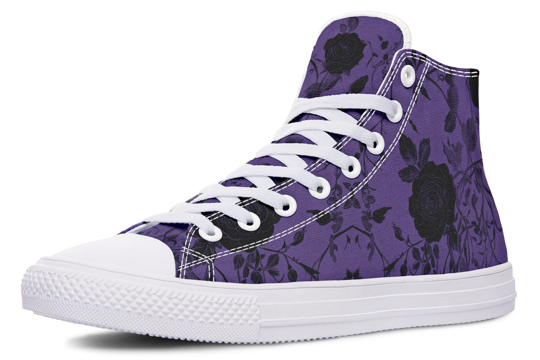 Amethyst Rose Romance High Tops - Classic Premium Canvas Shoes with Comfortable and Durable Soles