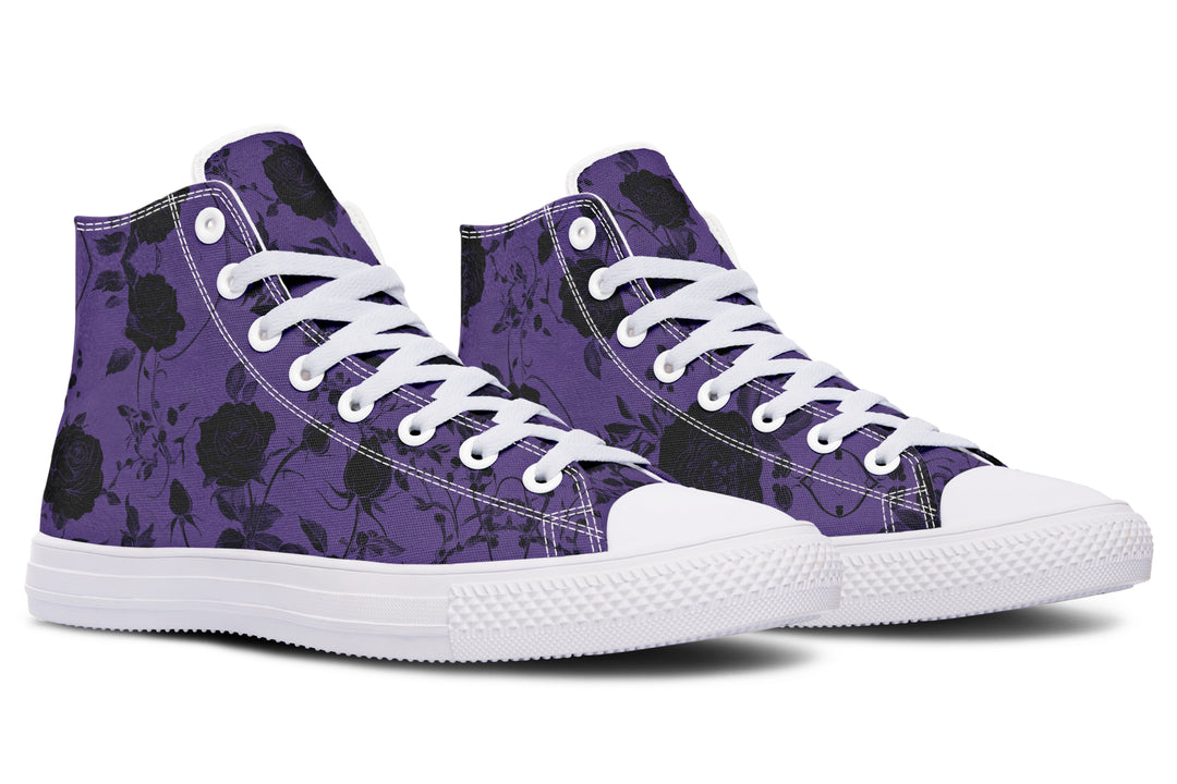 Amethyst Rose Romance High Tops - Classic Premium Canvas Shoes with Comfortable and Durable Soles