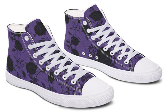 Amethyst Rose Romance High Tops - Classic Premium Canvas Shoes with Comfortable and Durable Soles