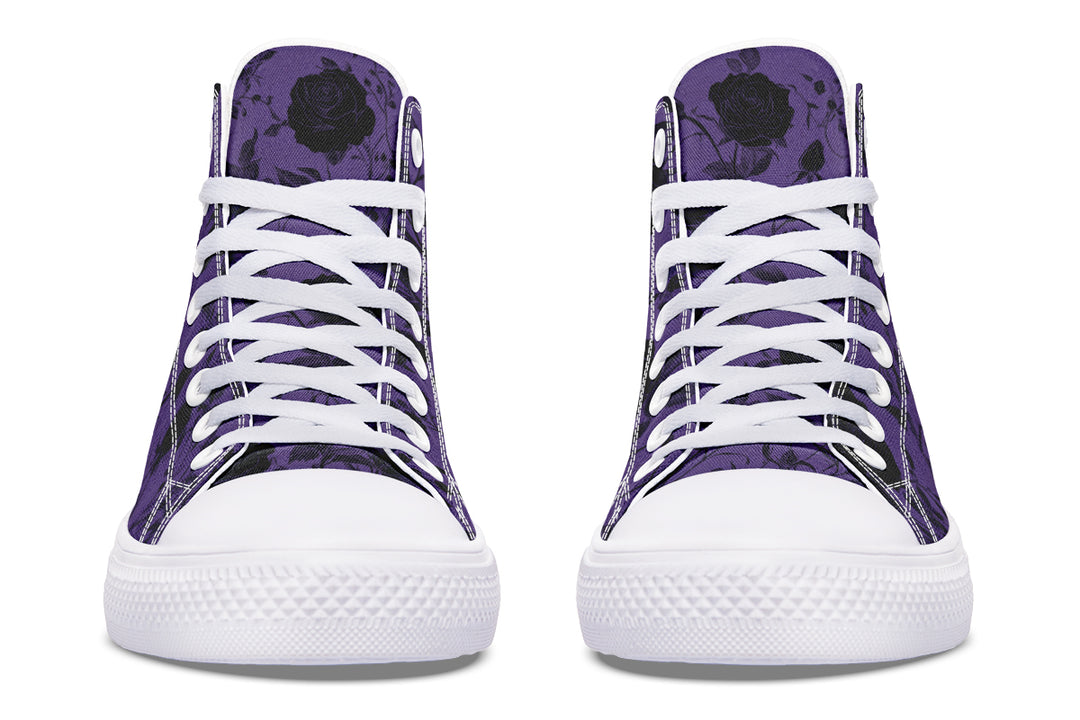 Amethyst Rose Romance High Tops - Classic Premium Canvas Shoes with Comfortable and Durable Soles