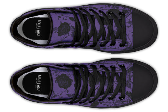 Amethyst Rose Romance High Tops - Classic Premium Canvas Shoes with Comfortable and Durable Soles