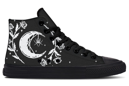 Black Widow High Tops - Classic Premium Canvas Shoes with Comfortable and Durable Soles