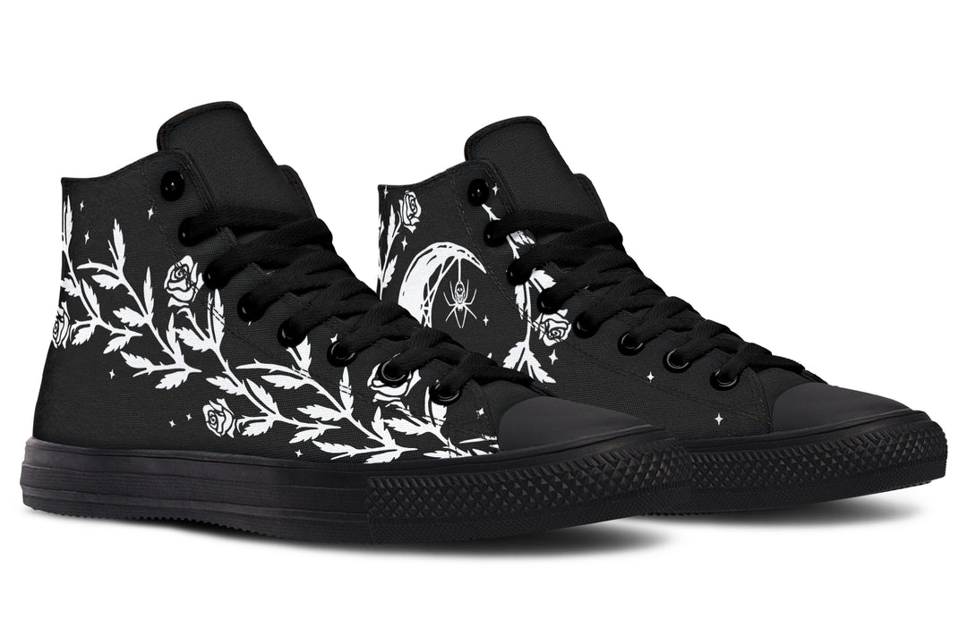 Black Widow High Tops - Classic Premium Canvas Shoes with Comfortable and Durable Soles