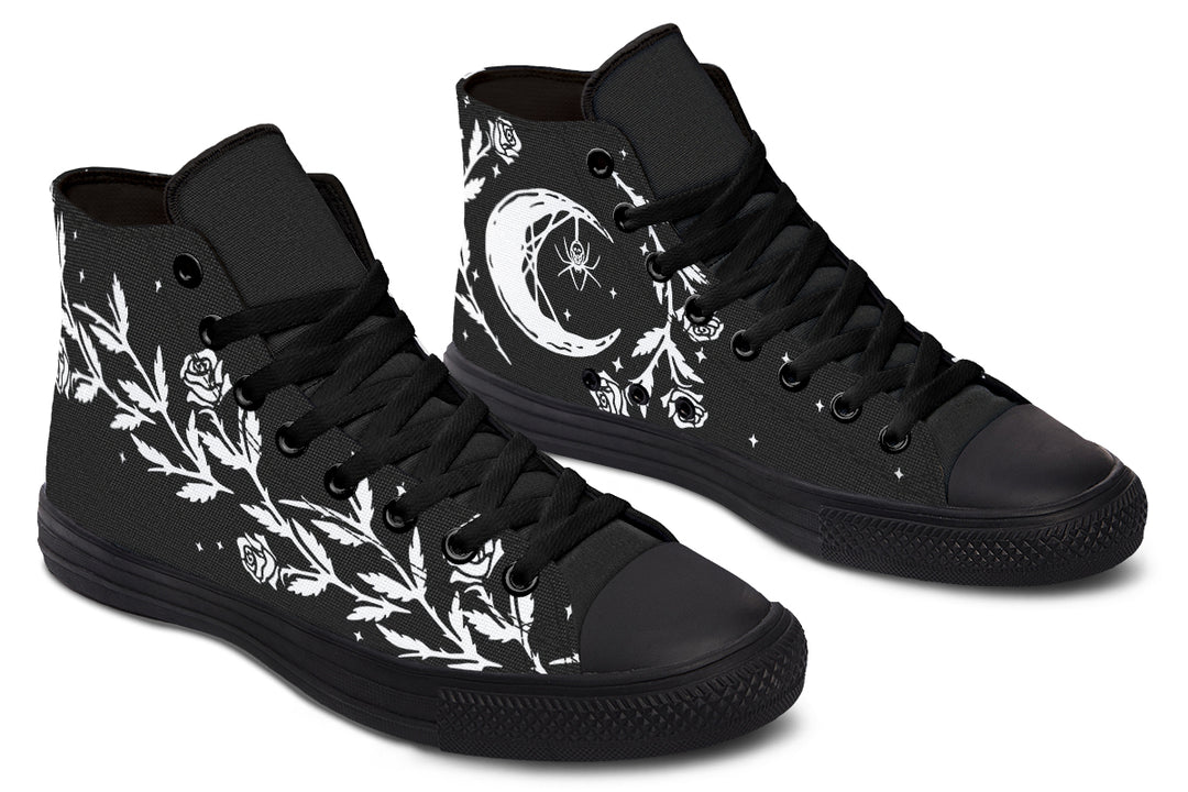 Black Widow High Tops - Classic Premium Canvas Shoes with Comfortable and Durable Soles