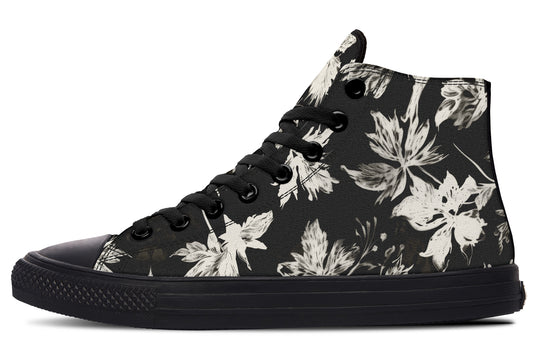 Black Faded Leaves High Tops